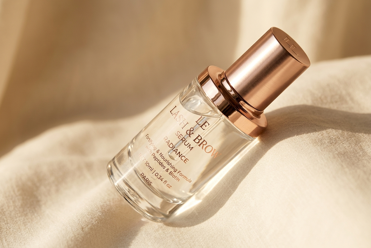 Opened bottle of Lash & Brow Serum